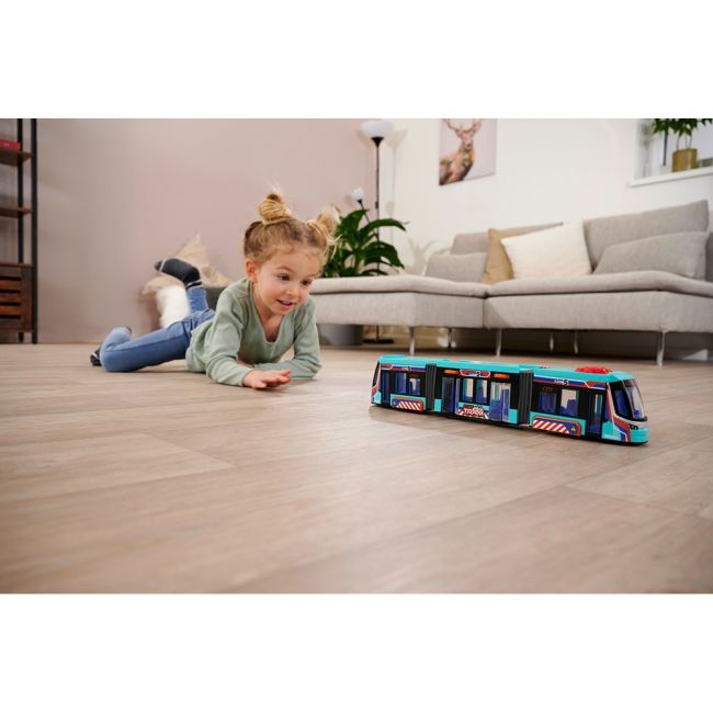 Tramvai dickie toys siemens city tram 41,5 cm albastru hubs203747016