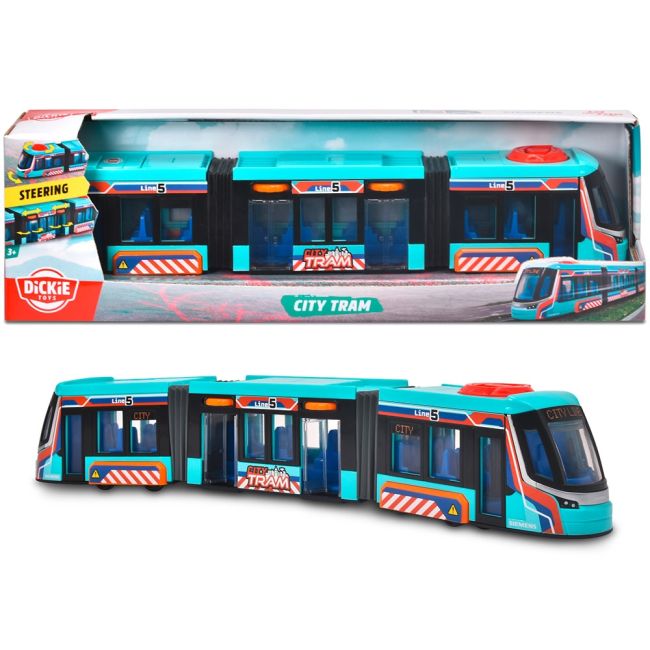 Tramvai dickie toys siemens city tram 41,5 cm albastru hubs203747016