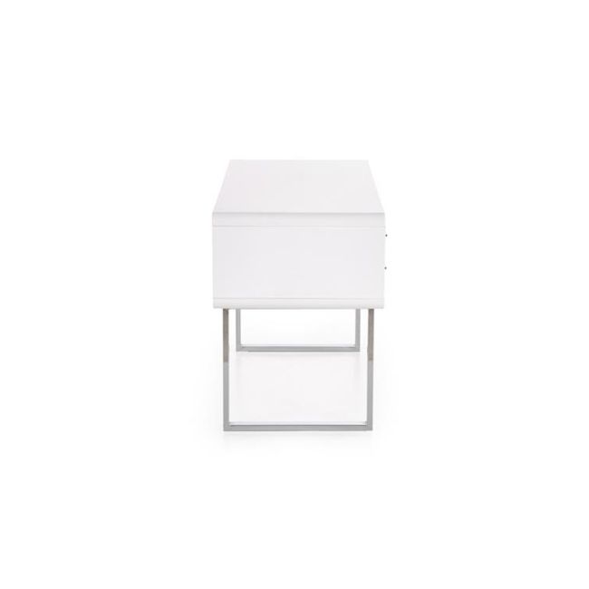 Birou hm b30, mdf lucios, cadru metalic cromat, 2 sertare, 120x55x76 cm, alb drm9587