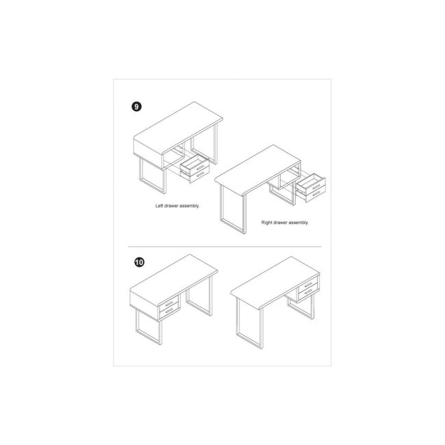Birou hm b30, mdf lucios, cadru metalic cromat, 2 sertare, 120x55x76 cm, alb drm9587