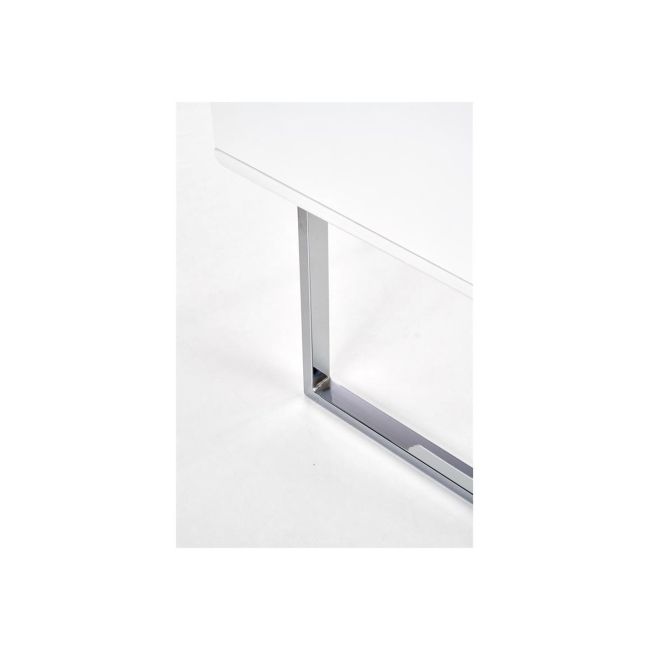 Birou hm b30, mdf lucios, cadru metalic cromat, 2 sertare, 120x55x76 cm, alb drm9587