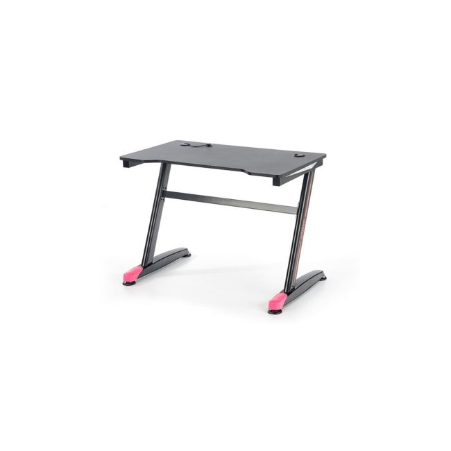 Birou pentru gamming hm b40, iluminare led, cadru metalic, mdf, 100x60x74 cm, negru drm9590