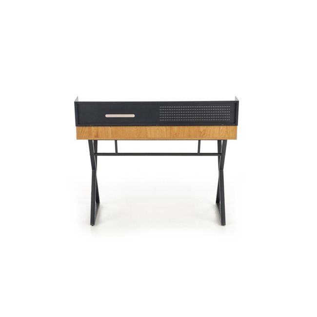 Birou hm b43, cadru metalic, mdf, spatiu depozitare, 110x51x90 cm, stejar/negru drm9593