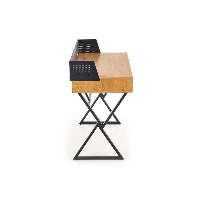 Birou hm b43, cadru metalic, mdf, spatiu depozitare, 110x51x90 cm, stejar/negru drm9593