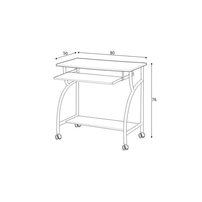 Birou metalic hm b6, blat mdf, polita glisanta tastatura, raft calculator, 80x50x76 cm, fag drm3914