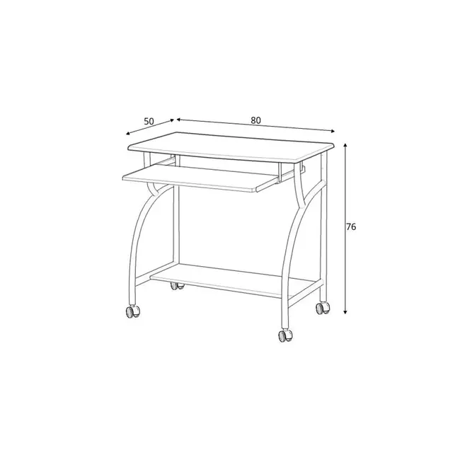 Birou metalic hm b6, blat mdf, polita glisanta tastatura, raft calculator, 80x50x76 cm, fag drm3914