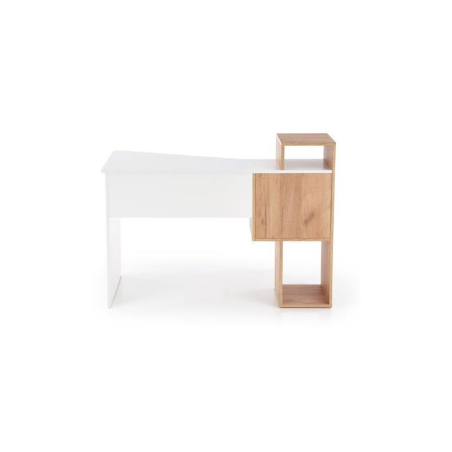 Birou hm conti, rafturi, sertar, pal melaminat, 122x57x90 cm, stejar auriu/alb drm9598