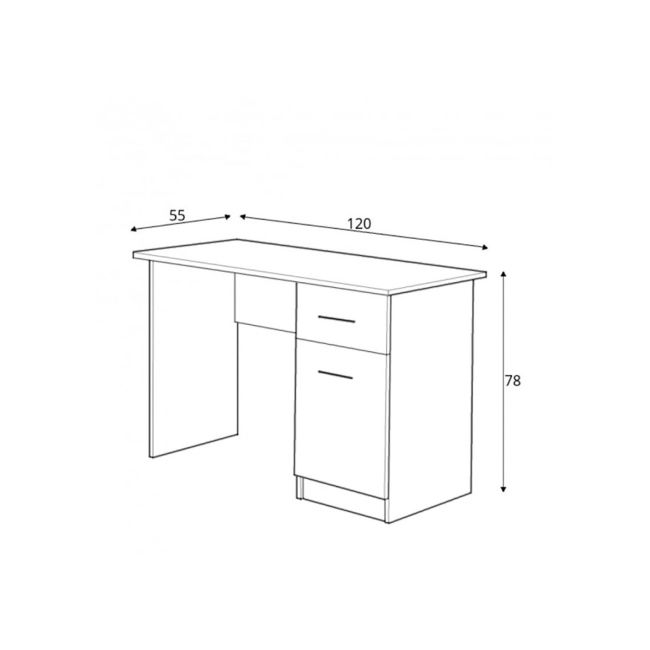 Birou cu usa si sertar hm elmo, pal melaminat, 120x55x78 cm, stejar/antracit drm8701