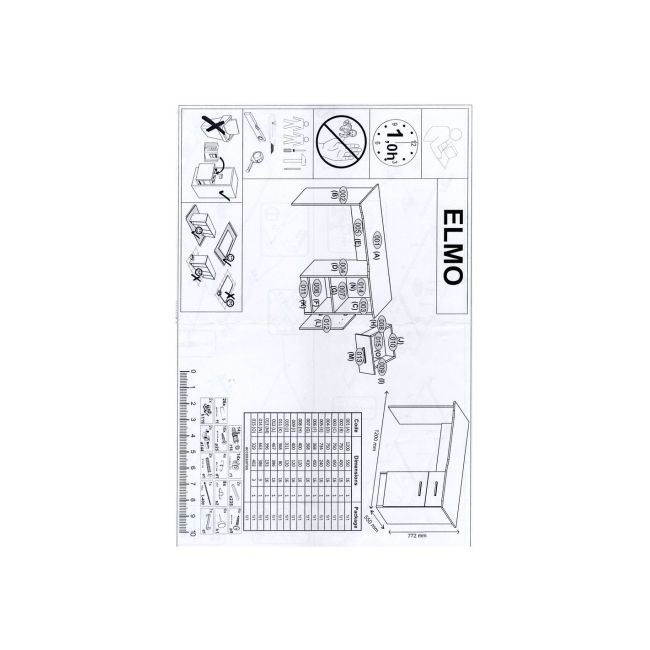 Birou cu usa si sertar hm elmo, pal melaminat, 120x55x78 cm, stejar/antracit drm8701