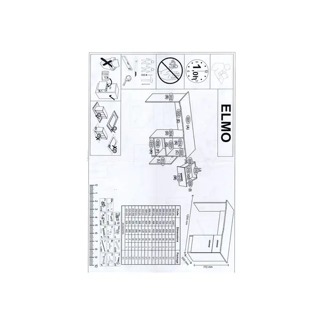 Birou cu usa si sertar hm elmo, pal melaminat, 120x55x78 cm, stejar/antracit drm8701