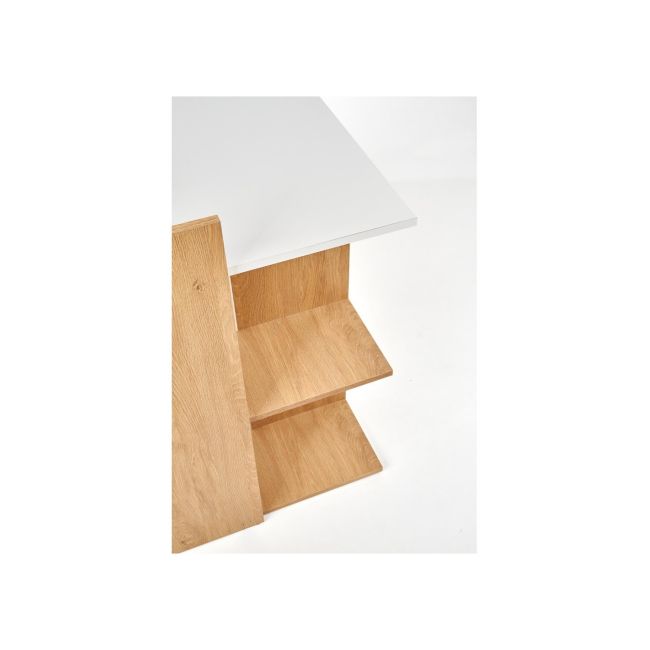 Birou hm fino, 2 rafturi, pal melaminat, 122x57x85 cm, stejar auriu/alb drm4648