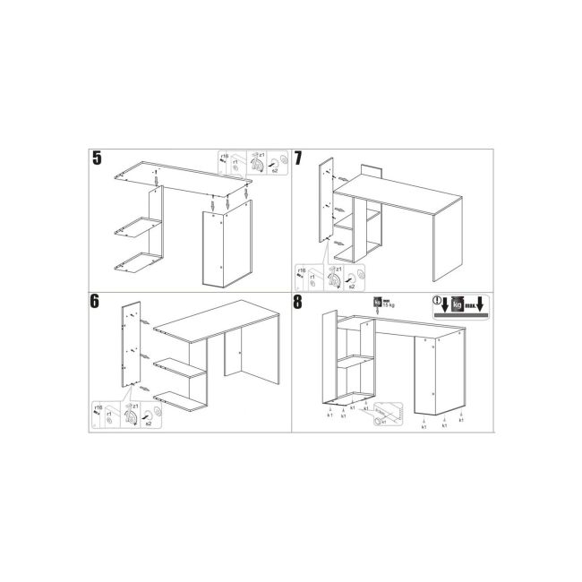 Birou hm fino, 2 rafturi, pal melaminat, 122x57x85 cm, stejar auriu/alb drm4648