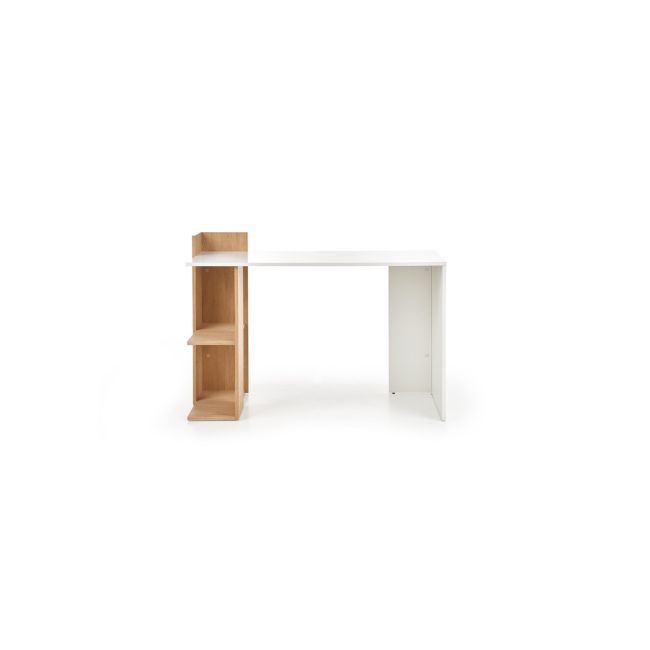 Birou hm fino, 2 rafturi, pal melaminat, 122x57x85 cm, stejar auriu/alb drm4648