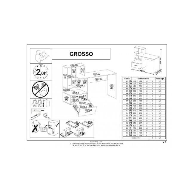 Birou cu spatii depozitare hm grosso, rafturi, sertar, pal melaminat, 149x50x105 cm, stejar auriu/gri antracit drm8803