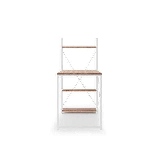 Birou cu rafturi hm narvik b1, industrial, cadru metalic, pal melaminat, 120x64x120 cm, stejar sonoma - alb drm9596