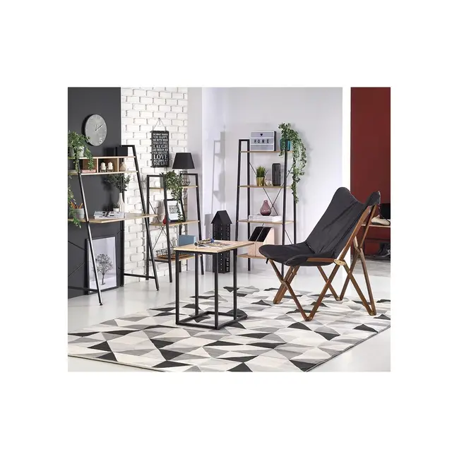 Birou cu rafturi hm narvik b1, industrial, cadru metalic, pal melaminat, 120x64x120 cm, stejar sonoma/negru drm8690