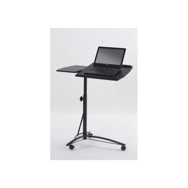 Birou pentru laptop hm b14, inaltime reglabila, unghi inclinare ajustabil, cu roti, cadru metalic, mdf, 73x40x63-93 cm, negru drm4170