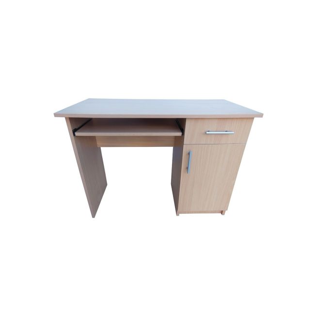 Birou cu spatiu depozitare pentru scolari, pal melaminat, sertar, 2 rafturi, polita glisanta tastatura, 100x52x76 cm, cires drm3088