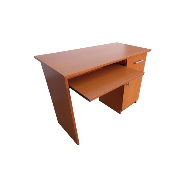 Birou cu spatiu depozitare pentru scolari, pal melaminat, sertar, 2 rafturi, polita glisanta tastatura, 100x52x76 cm, cires drm3088