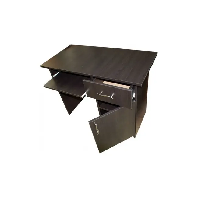 Birou cu spatiu depozitare pentru scolari, pal melaminat, sertar, 2 rafturi, polita glisanta tastatura, 100x52x76 cm, wenge drm3089