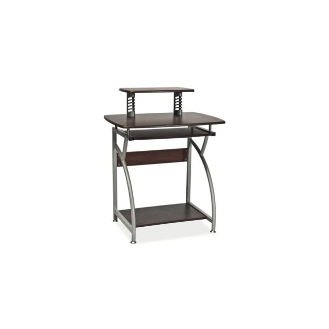 Birou calculator sl b07, polita glisanta tastatura, rafturi, structura metalica, mdf, 74x55x95 cm, maro inchis drm3916