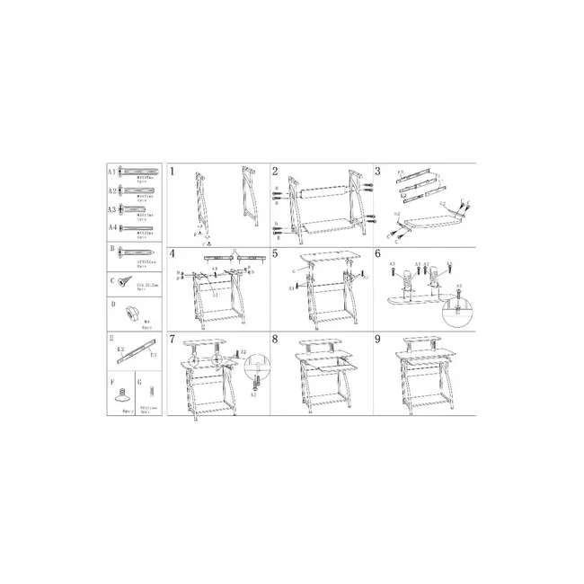 Birou calculator sl b07, polita glisanta tastatura, rafturi, structura metalica, mdf, 74x55x95 cm, maro inchis drm3916