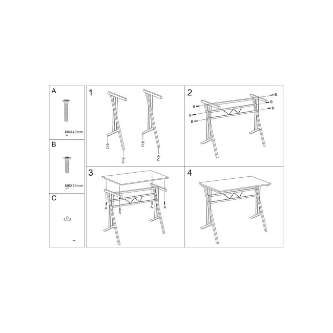 Birou sl b120, cadru metalic, blat mdf, robust, 80x51x72 cm, alb drm3210