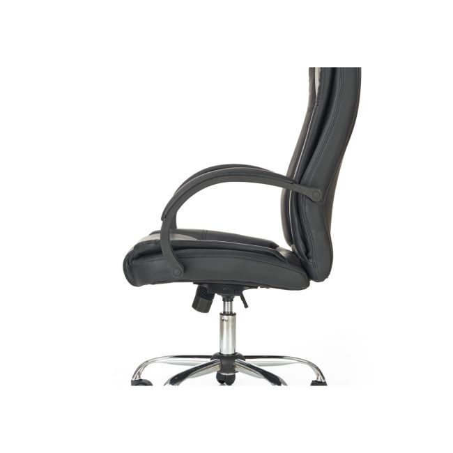 Scaun directorial mh rudy, ergonomic, mecanism balans, piele ecologica, confort sporit, inaltime reglabila, 110 kg, negru drm3523