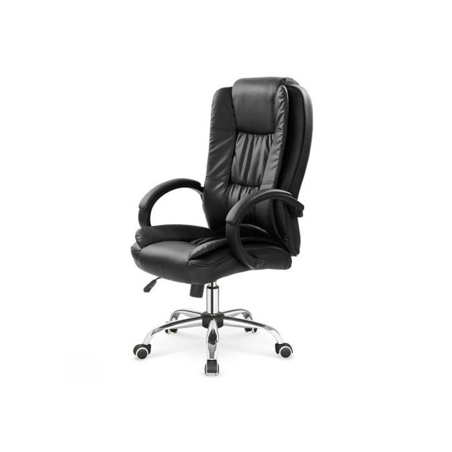 Scaun directorial mh rudy, ergonomic, mecanism balans, piele ecologica, confort sporit, inaltime reglabila, 110 kg, negru drm3523