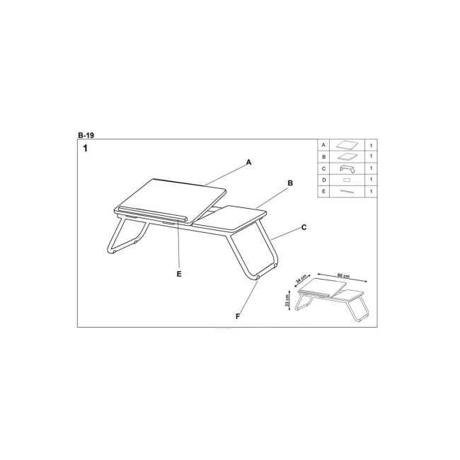 Masa laptop plianta hm b19, unghi de inclinare ajustabil, mdf, nuc inchis drm4776