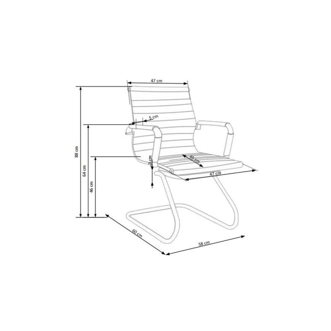 Scaun conferinta hm prestige skid, piele ecologica, cadru cromat, suport lombar, 136 kg, 88x61x55 cm, negru drm2060