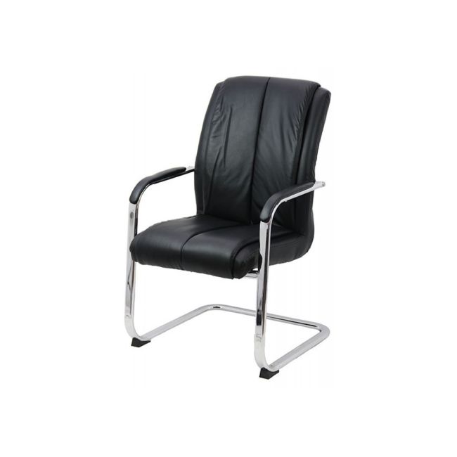 Scaun de vizitator tip sanie off 8117, piele ecologica, cromat, cu brate, 120 kg, negru drm2629
