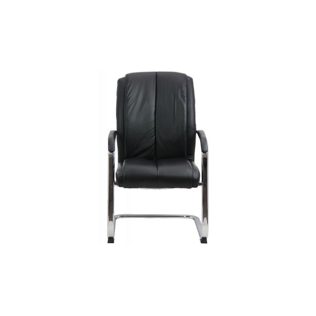 Scaun de vizitator tip sanie off 8117, piele ecologica, cromat, cu brate, 120 kg, negru drm2629