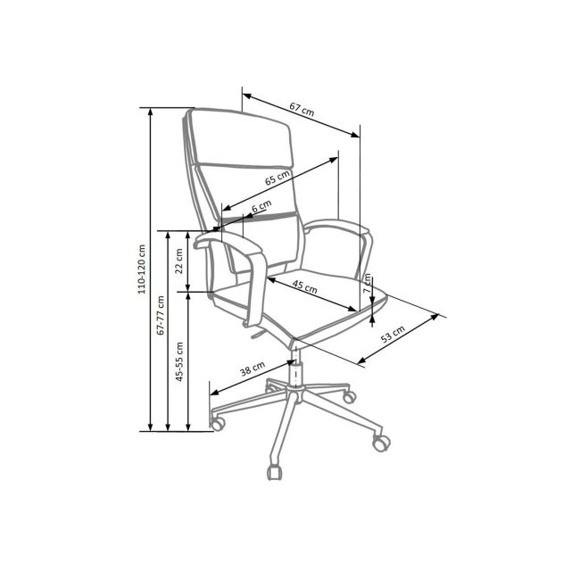 Scaun directorial hm aurelius, ergonomic, piele ecologica, inaltime ajustabila, suport lombar, mecanism balans, 115 kg, 120x65x67 cm , alb drm2004