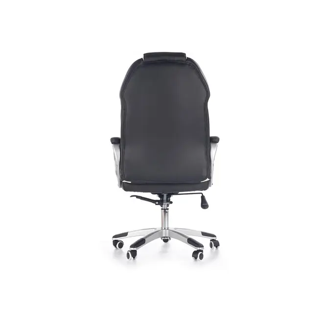 Scaun directorial hm barton, piele ecologica, mecanism balans, roti cauciucate, 120 kg, alb - negru drm4468