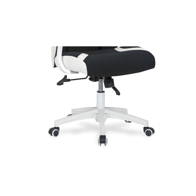 Scaun directorial hm chrono, piele ecologica/stofa, suport lombar, tetiera reglabila, 120 kg, alb/negru drm3992