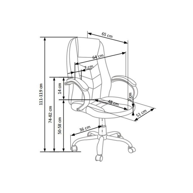 Scaun directorial hm cody, cadru otel, piele ecologica, inaltime ajustabila, mecanism balansare, 130 kg, 119x64x65cm, maro drm2194