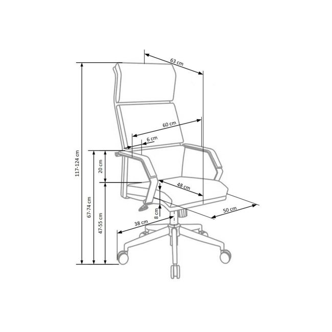 Scaun directorial hm costa, ergonomic, cadru otel, piele ecologica, inaltime ajustabila, mecanism balansare, 110 kg, 124x60x63 cm, crem drm2011