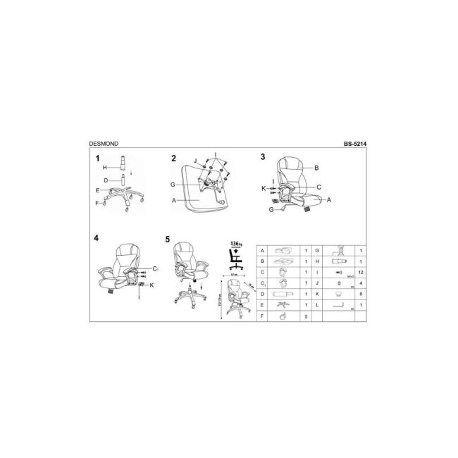 Scaun directorial mh dante, cadru polipropilena, piele ecologica, inaltime ajustabila, mecanism multiblock, roti cauciucate, 136 kg, gri drm2755