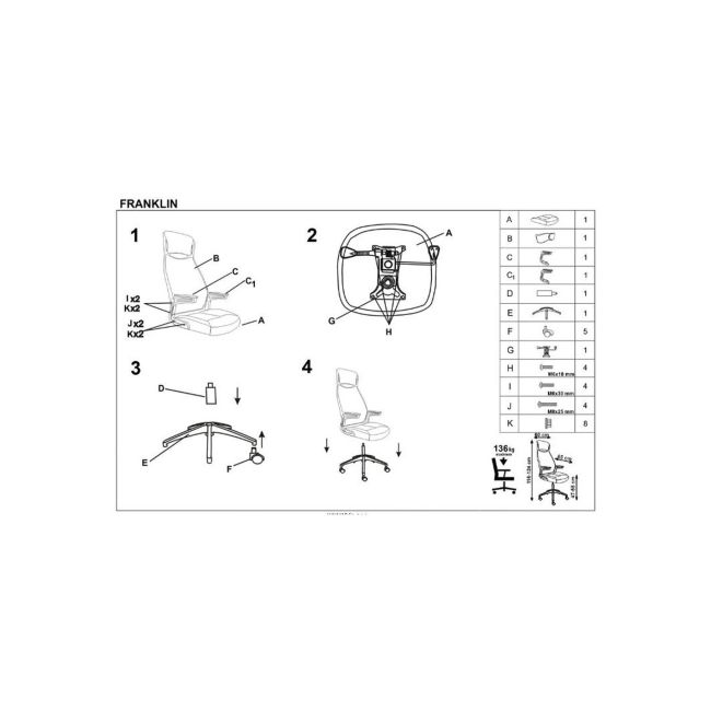 Scaun directorial hm franklin, mesh, ergonomic, inaltime ajustabila, mecanism balansare, mecanism multiblock, cu tetiera, 136 kg, 124x60x65 cm, gri drm2223