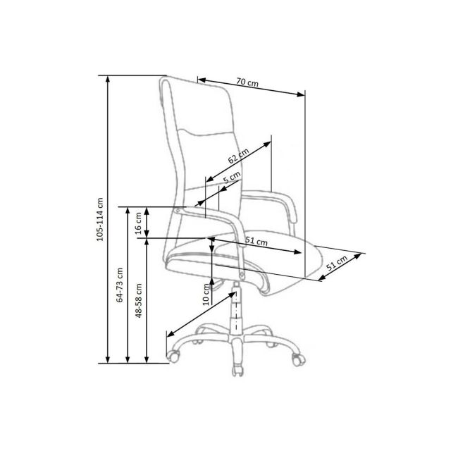 Scaun directorial hm hamilton, piele ecologica, inaltime ajustabila, mecanism balansare, 150 kg, 111x60x51 cm, negru drm2025