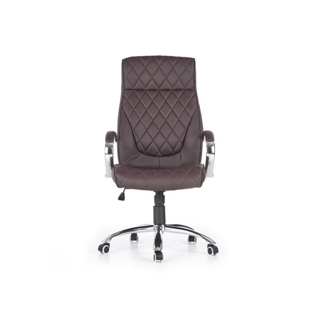 Scaun directorial hm hilton, ergonomic, cadru cromat, mecanism de balans, robust, piele ecologica, 120 kg, maro drm4617