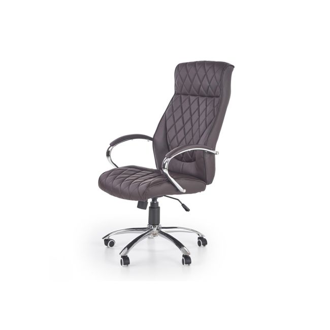 Scaun directorial hm hilton, ergonomic, cadru cromat, mecanism de balans, robust, piele ecologica, 120 kg, maro drm4617