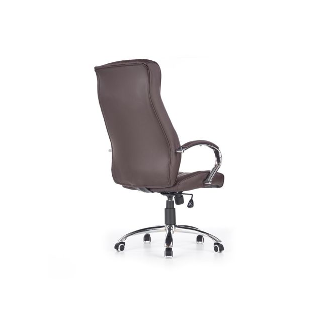 Scaun directorial hm hilton, ergonomic, cadru cromat, mecanism de balans, robust, piele ecologica, 120 kg, maro drm4617
