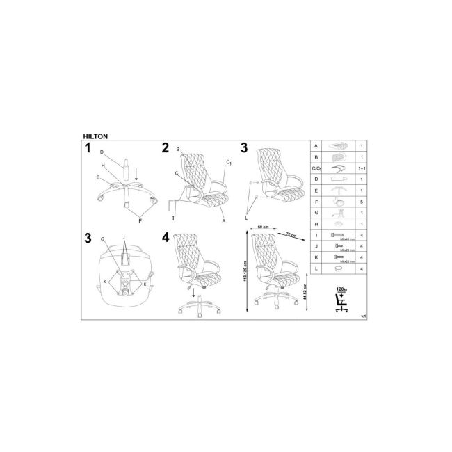 Scaun directorial hm hilton, ergonomic, cadru cromat, mecanism de balans, robust, piele ecologica, 120 kg, maro drm4617