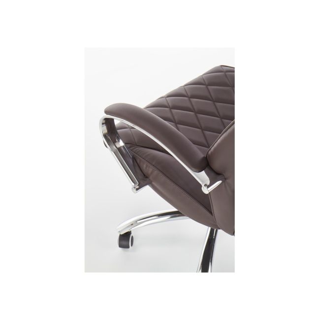 Scaun directorial hm hilton, ergonomic, cadru cromat, mecanism de balans, robust, piele ecologica, 120 kg, maro drm4617