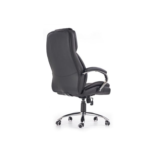 Scaun directorial hm king, ergonomic, piele ecologica, robust, mecanism de balans, cadru metalic cromat, inaltime reglabila, 120 kg, negru drm4456