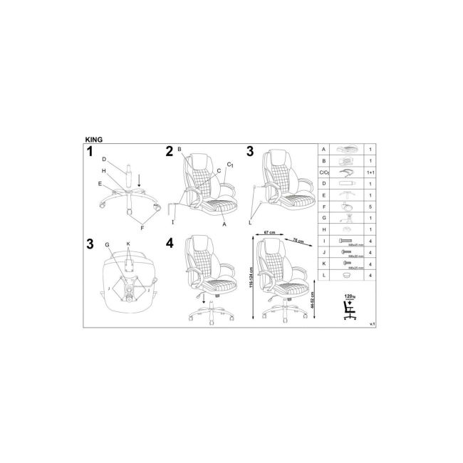 Scaun directorial hm king, ergonomic, piele ecologica, robust, mecanism de balans, cadru metalic cromat, inaltime reglabila, 120 kg, negru drm4456