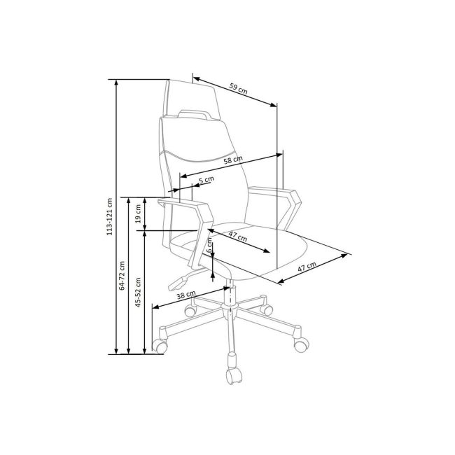 Scaun directorial hm olaf, ergonomic, cadru de otel, stofa, inaltime ajustabila, mecanism balansare, cu tetiera, 120 kg, 121x58x59 cm, gri drm2226