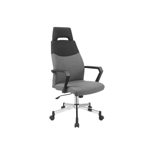 Scaun directorial hm olaf, ergonomic, cadru de otel, stofa, inaltime ajustabila, mecanism balansare, cu tetiera, 120 kg, 121x58x59 cm, gri drm2226